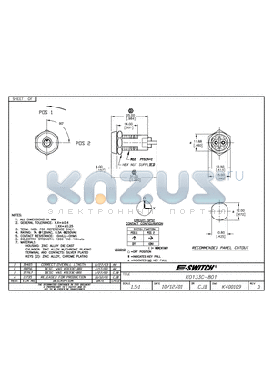 KO133C-801 datasheet - KEYLOCK SWITCHES