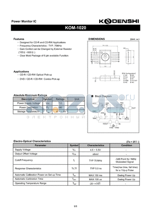 KOM-1020 datasheet - Power Monitor IC