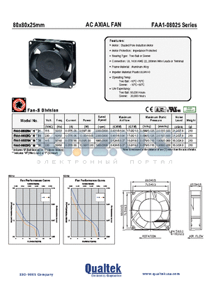 FAA1-08025 datasheet - 80x80x25mm AC AXIAL FAN