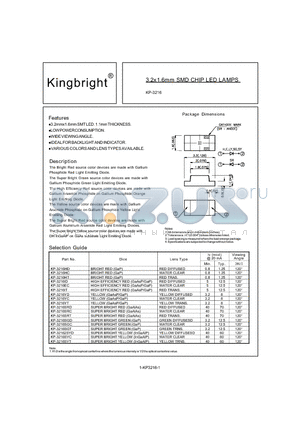 KP-3216 datasheet - 3.2x1.6mm SMD CHIP LED LAMPS