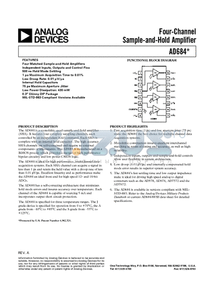 AD684 datasheet - Four-Channel Sample-and-Hold Amplifier