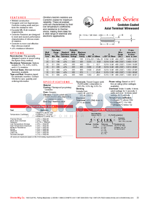 5NCB10KE datasheet - Centohm Coated Axial Terminal Wirewound