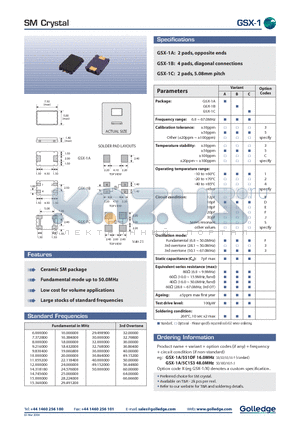 GSX-1A datasheet - SM Crystal