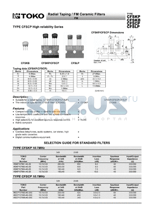CFSKB datasheet - Radial Taping / FM Ceramic Filters