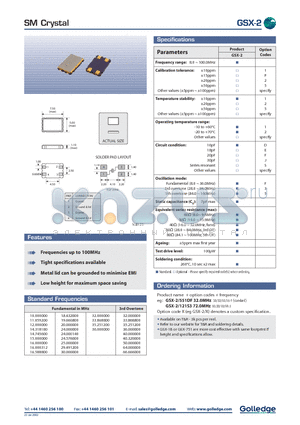 GSX-2 datasheet - SM CRYSTAL