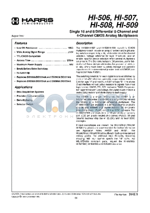 HI-509 datasheet - SINGLE 16 AND 8/ DIFFERENTIAL 8 CHANNEL AND 4 CHANNEL CMOS ANALOG MULTIPLEXERS