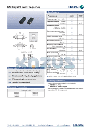 GSX-250 datasheet - SM Crystal LOW FREQUENCY