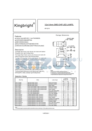 KP-32162SYD datasheet - 3.2x1.6mm SMD CHIP LED LAMPS