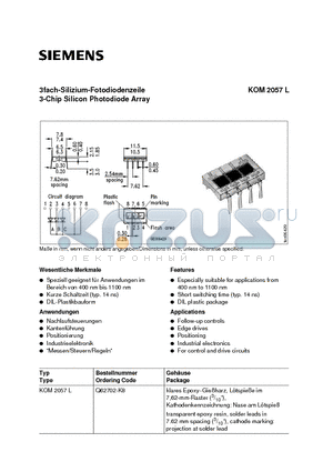 KOM2057L datasheet - 3fach-Silizium-Fotodiodenzeile 3-Chip Silicon Photodiode Array