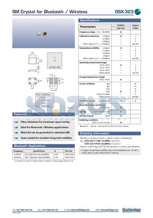 GSX-323111NF datasheet - SM crystal for Bluetooth / wireless