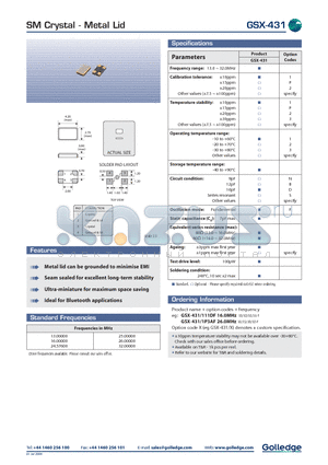 GSX-431 datasheet - SM Crystal Mtal Lid