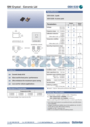 GSX-532 datasheet - SM Crystal Ceramic Lid