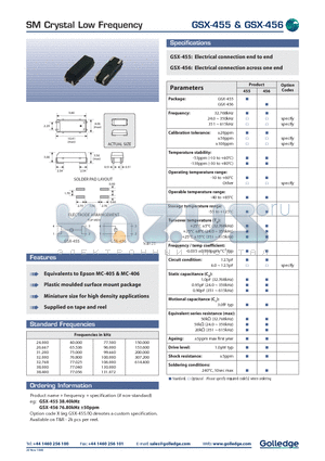 GSX-456 datasheet - SM Crystal LOW FREQUENCY