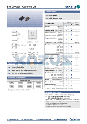 GSX-642 datasheet - SM Crystal ceramic Lid