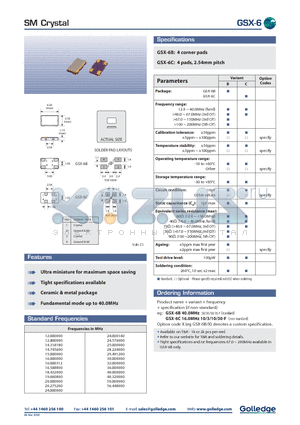 GSX-6C datasheet - SM CRYSTAL