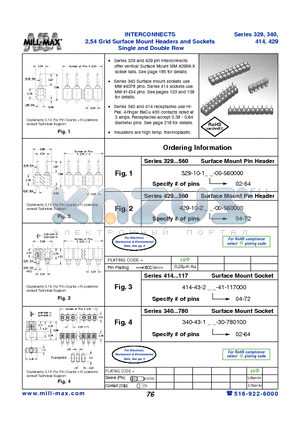 340-43-164-30-780100 datasheet - INTERCONNECTS 2,54 Grid Surface Mount Headers and Sockets Single and Double Row