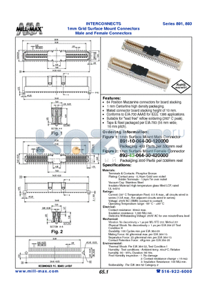 891-10-064-30-120000 datasheet - 1mm Grid Surface Mount Connectors