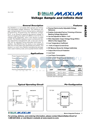 DS4303 datasheet - Voltage Sample and Infinite Hold