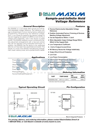 DS4305 datasheet - Sample-and-Infinite Hold Voltage Reference