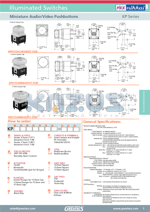 KP0115ACAKG03CF-1SJB datasheet - Miniature Audio/Video Pushbuttons