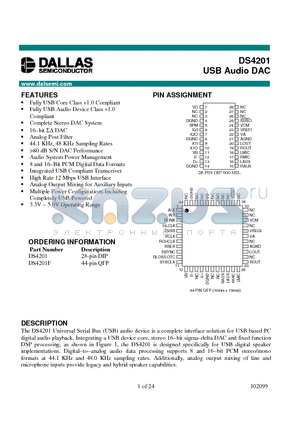 DS4201 datasheet - USB Audio DAC