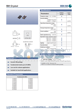 GSX8A datasheet - SM Crystal