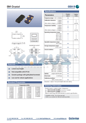 GSX9 datasheet - SM Crystal