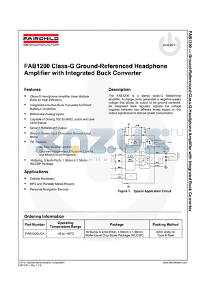 FAB1200 datasheet - Class-G Ground-Referenced Headphone Amplifier with Integrated Buck Converter