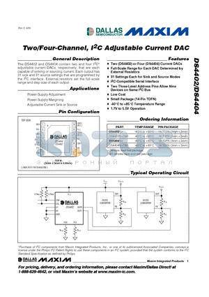 DS4404N datasheet - Two/Four-Channel, I2C Adjustable Current DAC