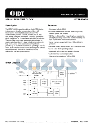 5P90005DCGI datasheet - SERIAL REAL-TIME CLOCK