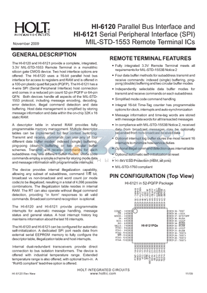 HI-6120PQI datasheet - MIL-STD-1553 Remote Terminal ICs