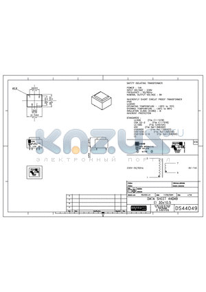 DS44049 datasheet - SAFETY ISOLATING TRANSFORMER