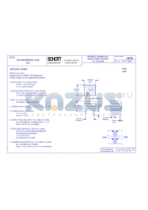 34024 datasheet - TRANSFORMER, ADSL CO