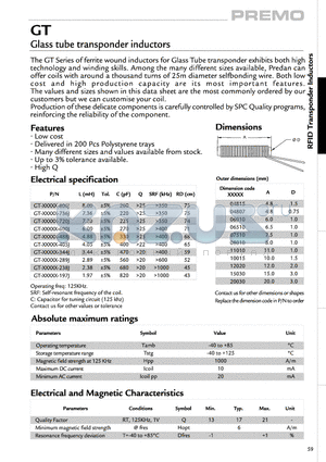 GT-06010-289J datasheet - Glass tube transponder inductors
