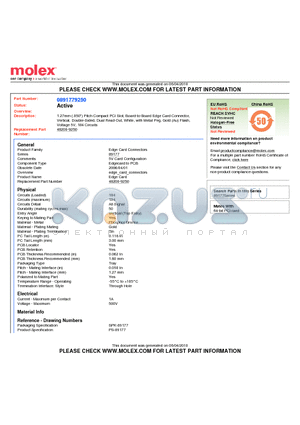 89177-9250 datasheet - 1.27mm (.050) Pitch Compact PCI Slot, Board-to-Board Edge Card Connector, Vertical, Double-Sided, Dual Read-Out, White, with Metal Peg, Gold (Au) Flash