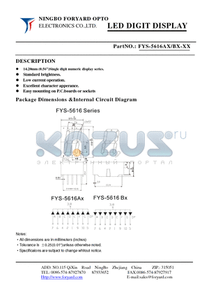 FYS-5616A/BX-XX datasheet - LED DIGIT DISPLAY