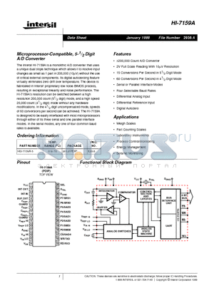 HI-7159A datasheet - Microprocessor-Compatible, 5-1/2 Digit A/D Converter