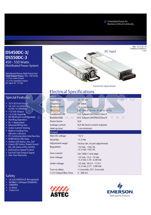DS450DC-3_09 datasheet - 450 - 550 Watts Distributed Power System