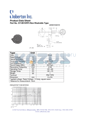 GT-0915RP3 datasheet - Non-Washable Type
