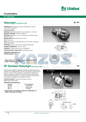 340313 datasheet - Fuseholders - For 3AG Fuses