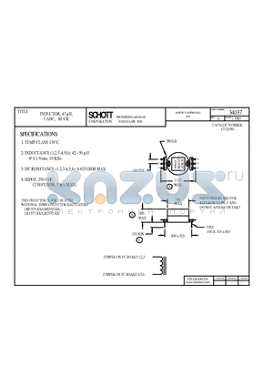 34037 datasheet - INDUCTOR, 47 lH, 3 ADC, BUCK