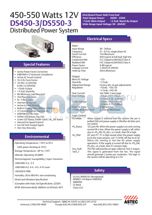 DS450-3 datasheet - 450-550 Watts 12V DS450-3/DS550-3 Distributed Power System