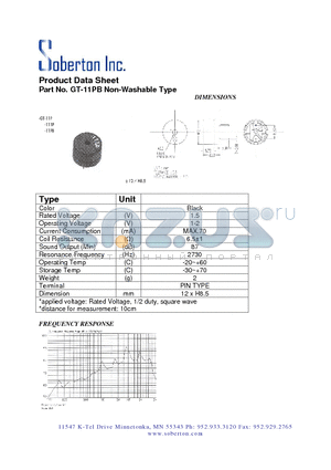 GT-11PB datasheet - Non-Washable Type