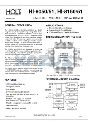 HI-8051PQT datasheet - CMOS HIGH VOLTAGE DISPLAY DRIVER