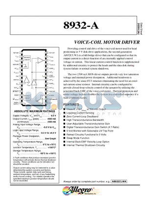 8932-A datasheet - VOICE-COIL MOTOR DRIVER