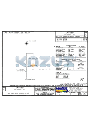 GT-BG350L datasheet - AXIAL LEADED SURGE ARRESTOR