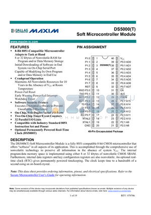 DS5000 datasheet - Soft Microcontroller Module