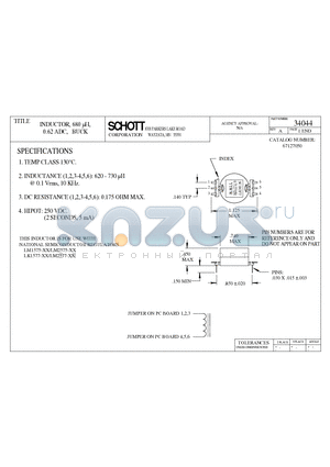 34044 datasheet - INDUCTOR, 680 lH, 0.62 ADC, BUCK