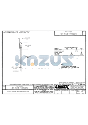 GT-NE3H1025T datasheet - T-3mm, STANDARD BRIGHTNESS NEON LAPM