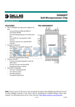 DS5000FP_1 datasheet - Soft Microprocessor Chip